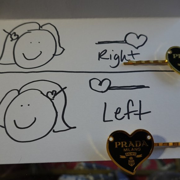 Authentic Prada Vintage Heart Button Repurposed on Bobby Pin Hair Clip - Picture 4 of 7